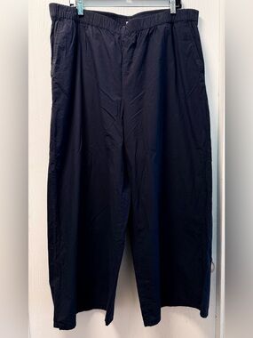 Eileen Fisher Travel-perfect Wide-Leg cotton Pants in navy 1X (fit well at XL)